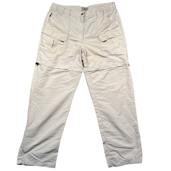 L.L.Bean Convertible Cargo Pants Hiking Travel Outdoor‎ Beige Women's L Gorpcore - Picture 1 of 6
